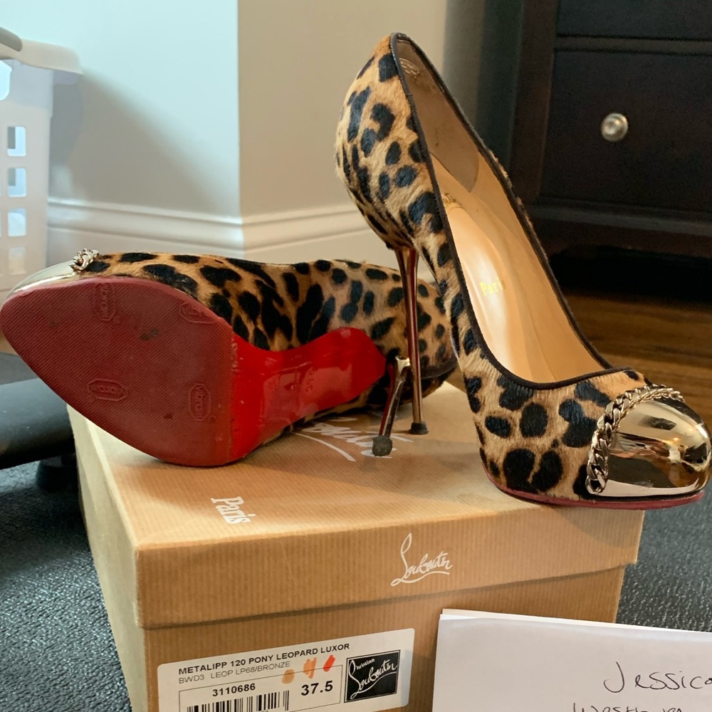 Christian Louboutin metalipp 120 pony leopard